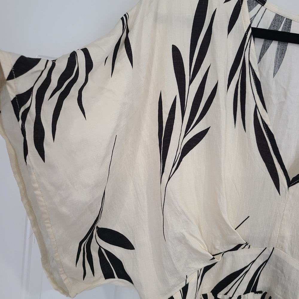 Cupshe Womens Cream Black Botanical Leaf Print V-Neck Maxi Dress Large New NWT - Picture 6 of 16